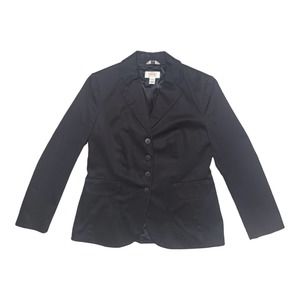 Vtg Talbots Stretch Black Jacket Blazer 6 Petites Lined Career Cotton Spandex